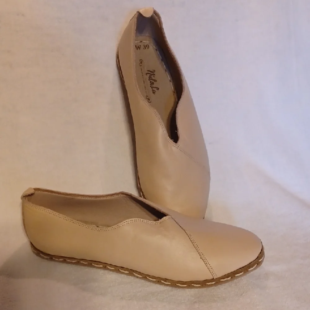 Nida Lu Leather Flats Size W39 Hand Made In Turkey